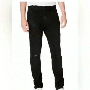 American Rag Men Jeans Shadow Dark Black 36Wx34L Slim Fit Distressed Stretch NWT